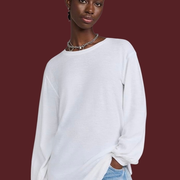 Free People White Long Sleeve Tee Bell Sleeves. A Bit Thicker Then Most F.P.tees - Picture 3 of 5